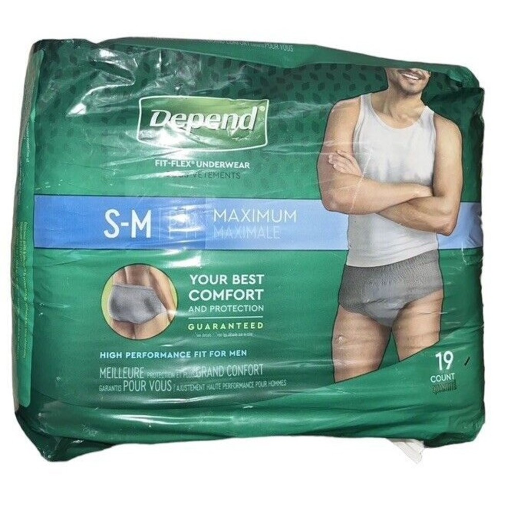Depend Fit-Flex Underwear For Men Maximum Absorbency  Size S/M  19 Count  New!